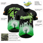 Custom Black Aurora Green-White 3D Halloween Spooky Zombies Scratch Authentic Baseball Jersey
