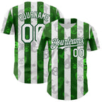 Custom White Green 3D Halloween Spooky Spider Stripe Authentic Baseball Jersey