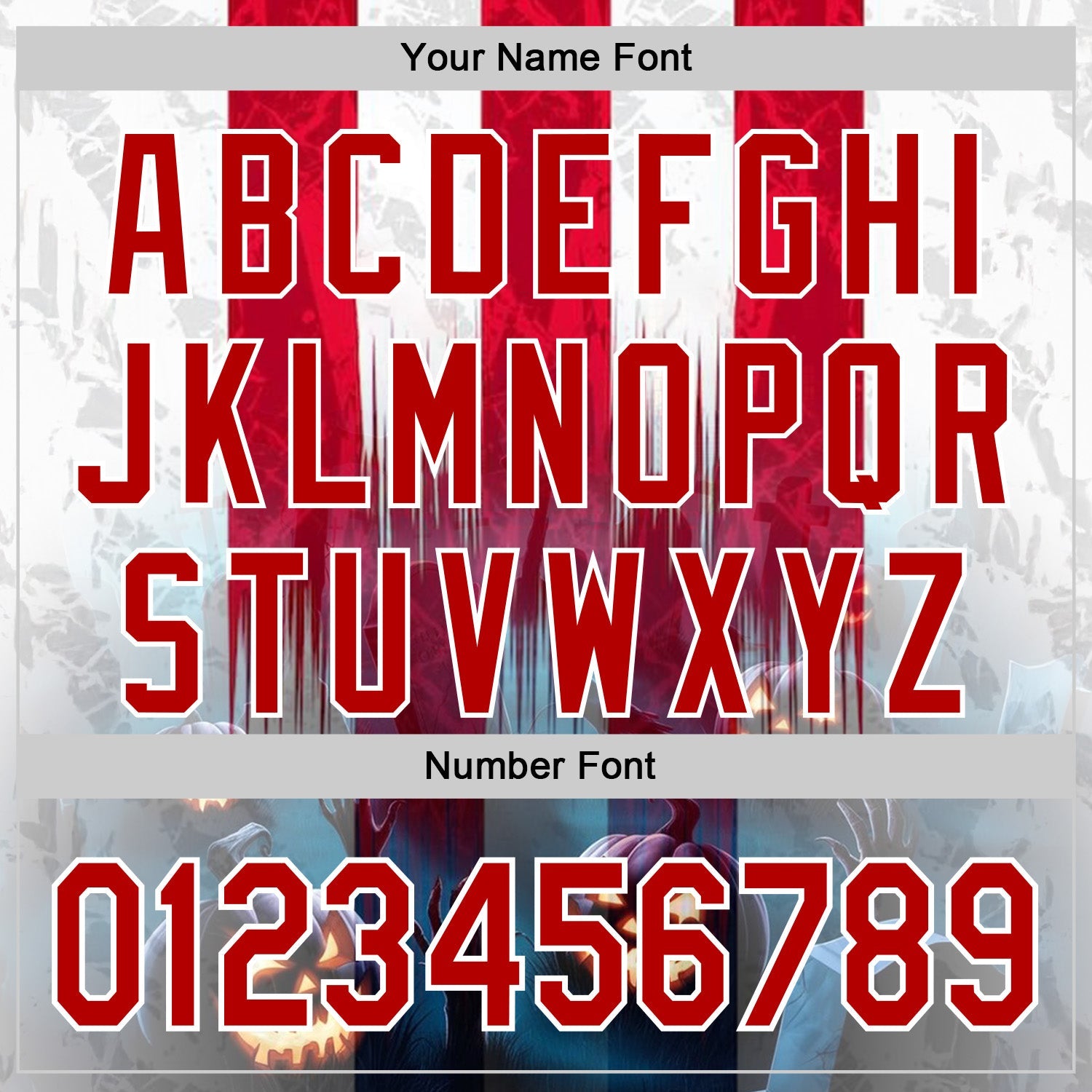 Custom Red Blue-White 3D Halloween Spooky Pumpkin Stripe Authentic Baseball Jersey