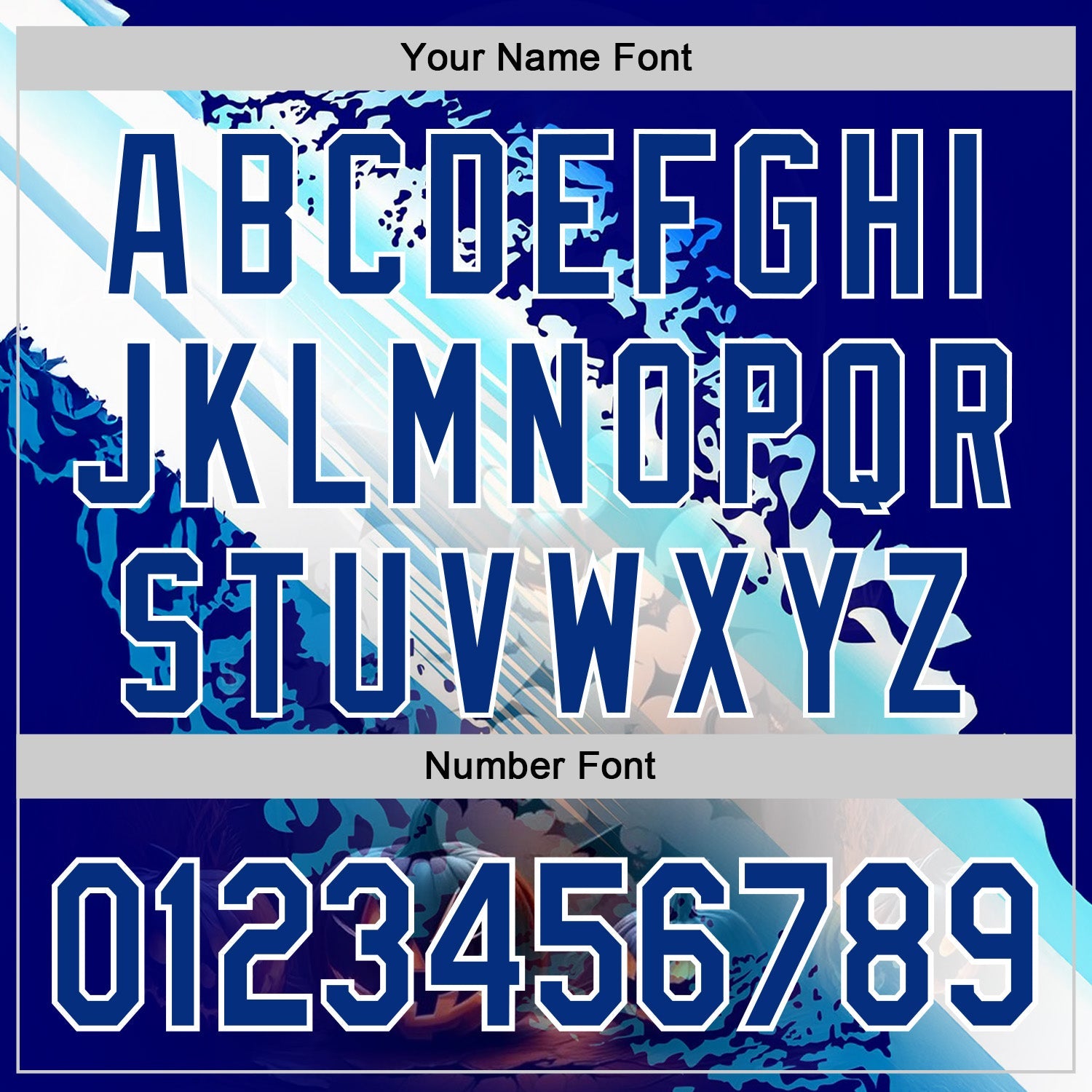 Custom Blue Royal-White 3D Halloween Spooky Pumpkin Bat Authentic Baseball Jersey