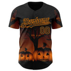 Custom Black Bay Orange 3D Halloween Spooky Pumpkin Authentic Baseball Jersey