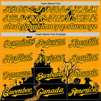 Custom Yellow Black 3D Halloween Spooky Pumpkin Bat Authentic Baseball Jersey
