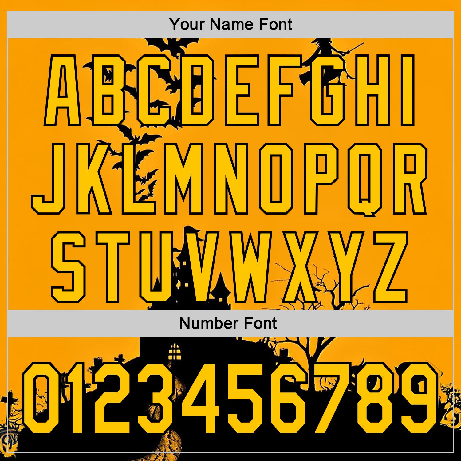 Custom Yellow Black 3D Halloween Spooky Pumpkin Bat Authentic Baseball Jersey