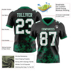 Custom Black White-Kelly Green 3D Pattern Splash Authentic Football Jersey