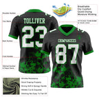 Custom Black White-Grass Green 3D Pattern Splash Authentic Football Jersey