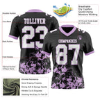 Custom Black White-Light Purple 3D Pattern Splash Authentic Football Jersey
