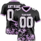 Custom Black White-Light Purple 3D Pattern Splash Authentic Football Jersey
