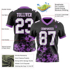 Custom Black White-Medium Purple 3D Pattern Splash Authentic Football Jersey