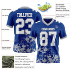 Custom Royal White-Gray 3D Pattern Splash Authentic Football Jersey