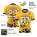 Custom Gold White-Royal 3D Pattern Splash Authentic Football Jersey