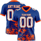 Custom Royal White-Orange 3D Pattern Splash Authentic Football Jersey
