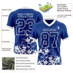 Custom Royal White 3D Pattern Splash Authentic Football Jersey