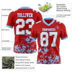 Custom Red White-Light Blue 3D Pattern Splash Authentic Football Jersey