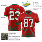 Custom Red White-Kelly Green 3D Pattern Splash Authentic Football Jersey