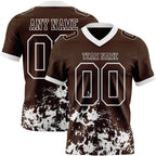 Custom Brown White 3D Pattern Splash Authentic Football Jersey