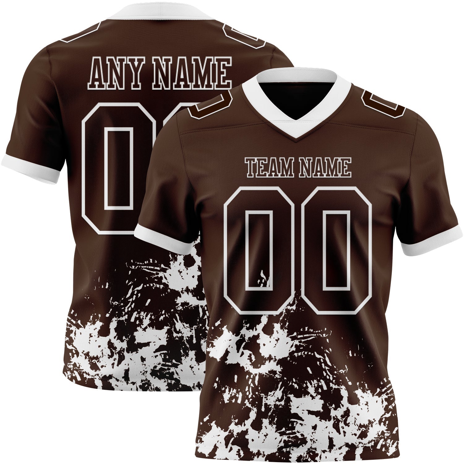Custom Brown White 3D Pattern Splash Authentic Football Jersey