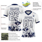 Custom White Navy 3D Pattern Splash Authentic Football Jersey