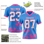 Custom Powder Blue White-Pink 3D Pattern Splash Authentic Football Jersey