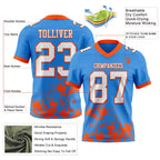 Custom Powder Blue White-Orange 3D Pattern Splash Authentic Football Jersey
