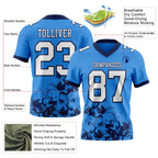 Custom Powder Blue White-Navy 3D Pattern Splash Authentic Football Jersey