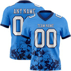 Custom Powder Blue White-Navy 3D Pattern Splash Authentic Football Jersey