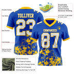 Custom Thunder Blue White-Yellow 3D Pattern Splash Authentic Football Jersey