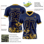 Custom Navy Old Gold 3D Pattern Splash Authentic Football Jersey