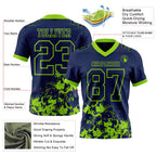 Custom Navy Neon Green 3D Pattern Splash Authentic Football Jersey