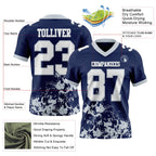 Custom Navy White-Silver 3D Pattern Splash Authentic Football Jersey