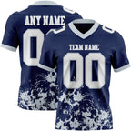Custom Navy White-Silver 3D Pattern Splash Authentic Football Jersey
