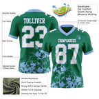 Custom Kelly Green White-Light Blue 3D Pattern Splash Authentic Football Jersey