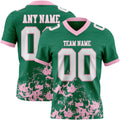 Custom Kelly Green White-Light Pink 3D Pattern Splash Authentic Football Jersey