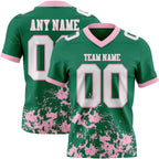 Custom Kelly Green White-Light Pink 3D Pattern Splash Authentic Football Jersey