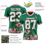 Custom Kelly Green White-Medium Pink 3D Pattern Splash Authentic Football Jersey
