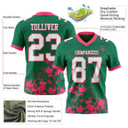 Custom Kelly Green White-Neon Pink 3D Pattern Splash Authentic Football Jersey
