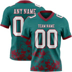 Custom Teal White-Crimson 3D Pattern Splash Authentic Football Jersey