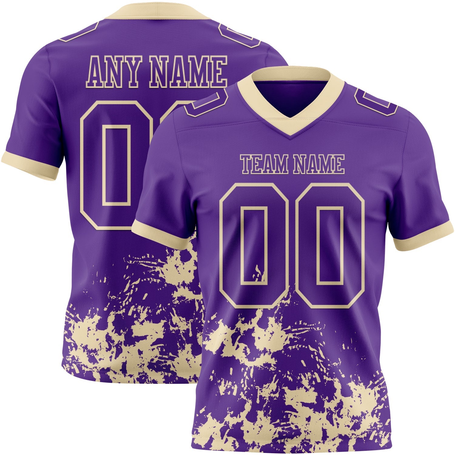 Custom Purple White-Cream 3D Pattern Splash Authentic Football Jersey