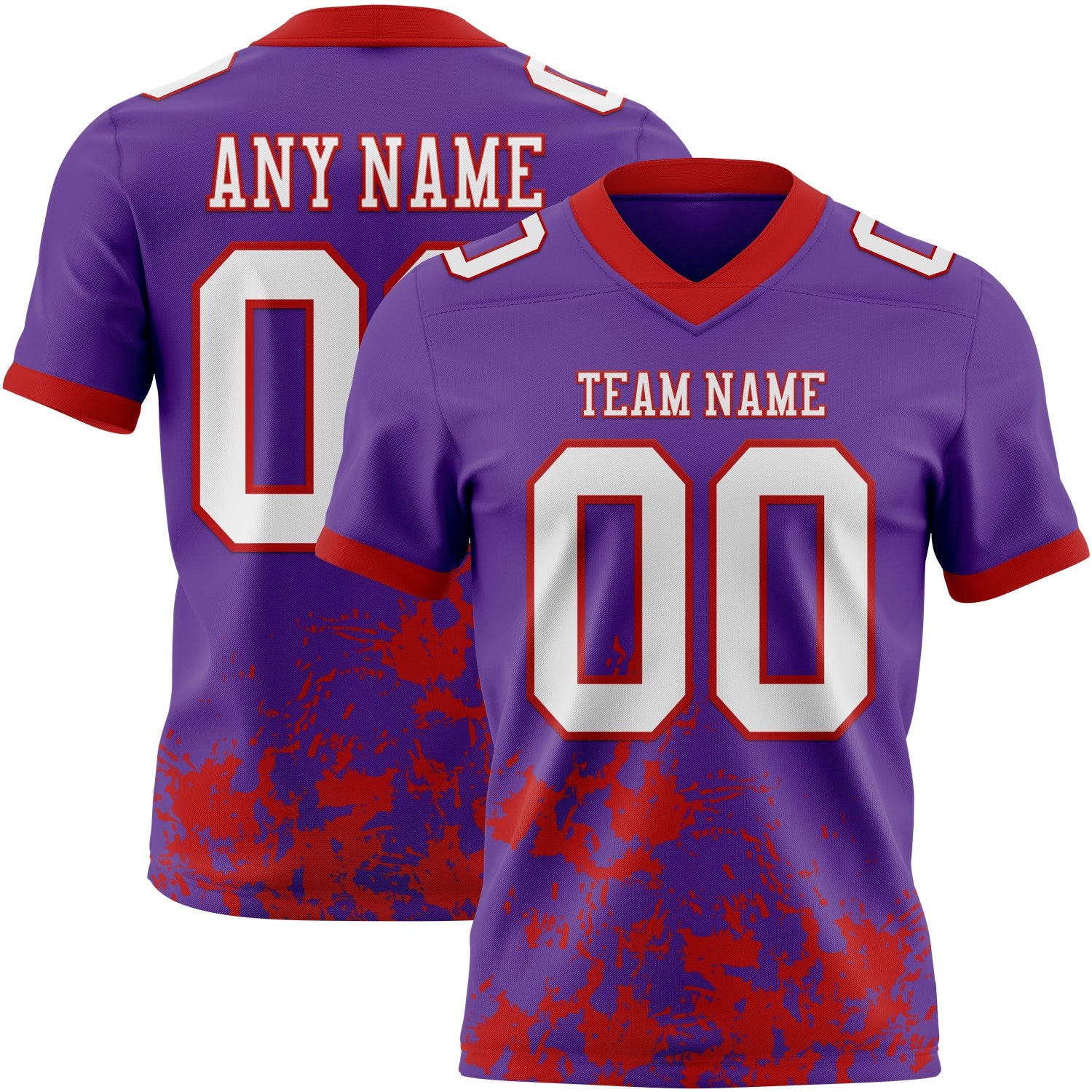 Custom Purple White-Red 3D Pattern Splash Authentic Football Jersey