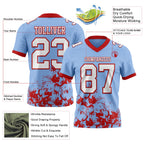 Custom Light Blue White-Red 3D Pattern Splash Authentic Football Jersey