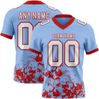 Custom Light Blue White-Red 3D Pattern Splash Authentic Football Jersey
