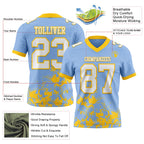 Custom Light Blue White-Yellow 3D Pattern Splash Authentic Football Jersey