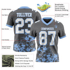 Custom Steel Gray White-Light Blue 3D Pattern Splash Authentic Football Jersey