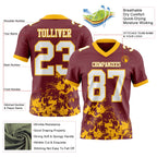 Custom Burgundy White-Gold 3D Pattern Splash Authentic Football Jersey