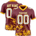 Custom Burgundy White-Gold 3D Pattern Splash Authentic Football Jersey