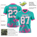 Custom Aqua White-Pink 3D Pattern Splash Authentic Football Jersey