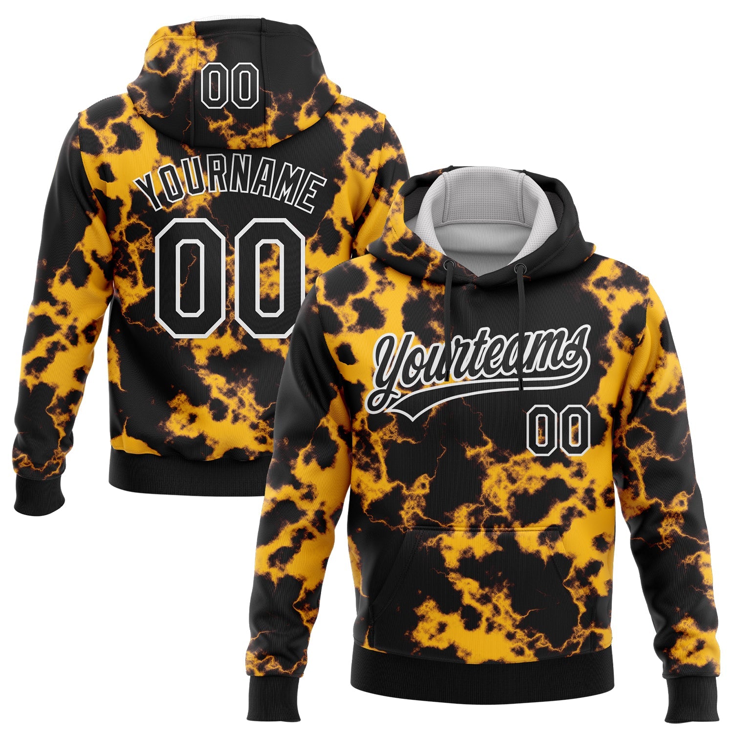 Custom Stitched Tie Dye Black-White 3D Sports Pullover Sweatshirt Hoodie