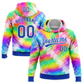 Custom Stitched Tie Dye Thunder Blue-White 3D Sports Pullover Sweatshirt Hoodie