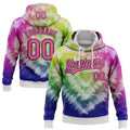 Custom Stitched Tie Dye Pink-Black 3D Sports Pullover Sweatshirt Hoodie