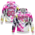 Custom Stitched Tie Dye Pink-Black 3D Sports Pullover Sweatshirt Hoodie
