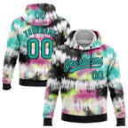 Custom Stitched Tie Dye Aqua-Black 3D Sports Pullover Sweatshirt Hoodie